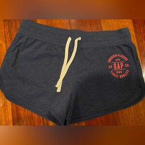 GAP Women's Dark Blue Athletic Shorts with Red Print